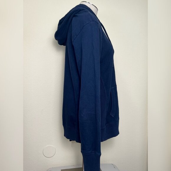 LUCKY BRAND Navy Blue and Camo Distressed Cotton Zip Up Hoodie Jacket Women's Si - Picture 3 of 7